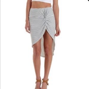 Charlotte Russe- White &Blue Striped Knotted High-Low Skirt